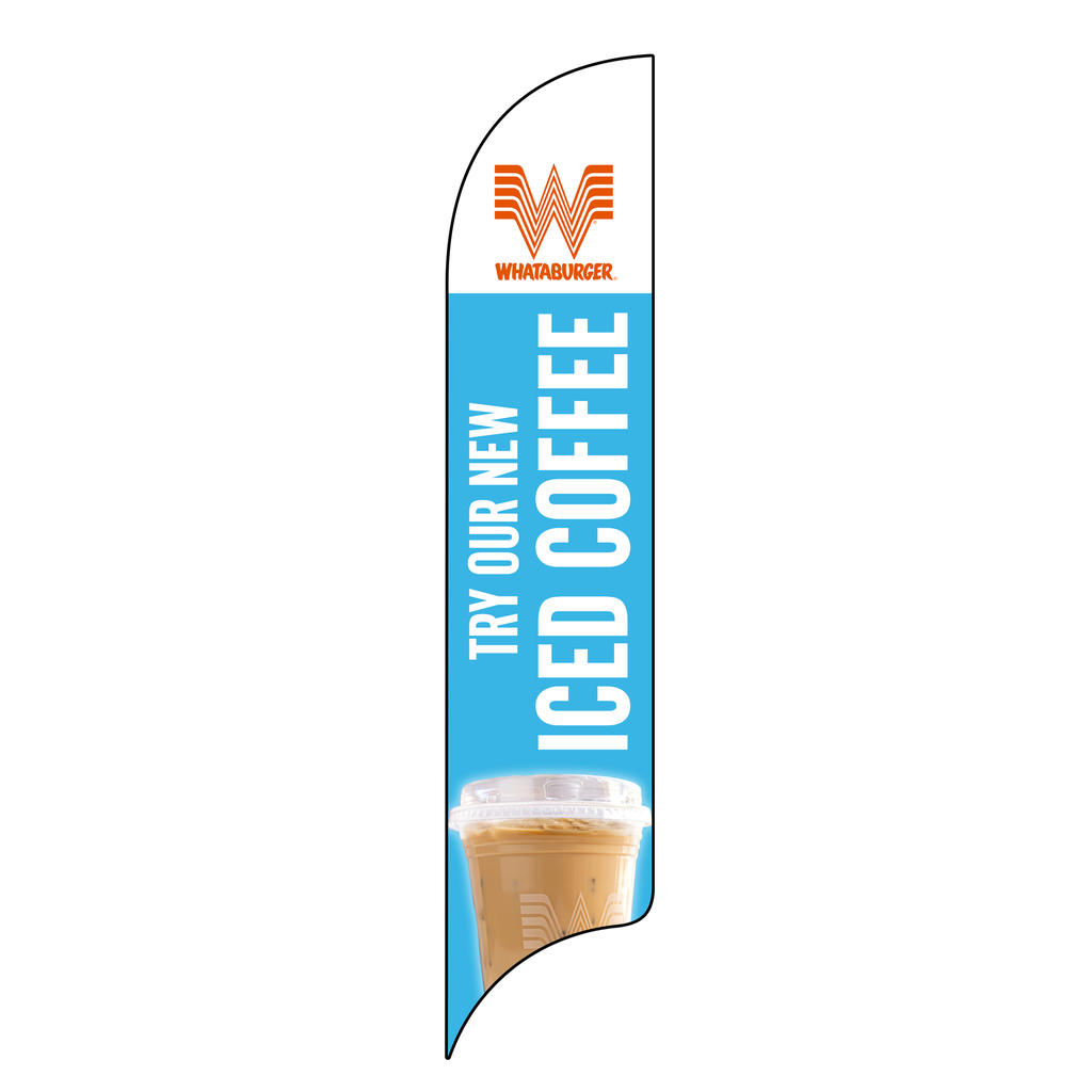 15' Whataburger Blue Try our New Iced Coffee AdverSail Flag