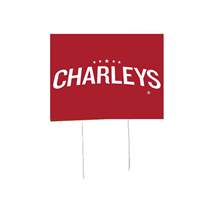 18" X 24" Charleys Philly Steaks Red Now Open Coroplast past Bandit Sign