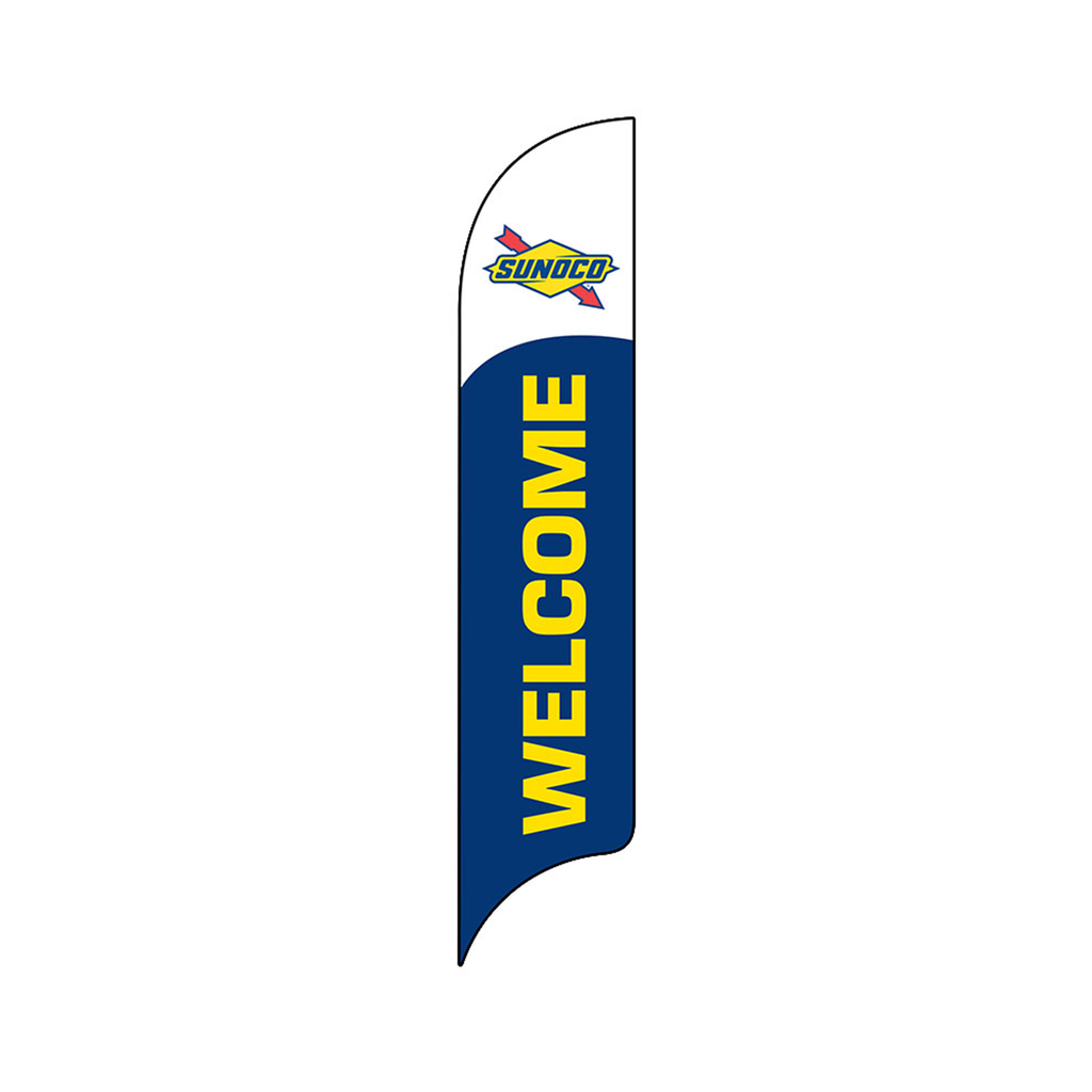 15' Sunoco Blue Welcome AdverSail Flag (Yellow Text)