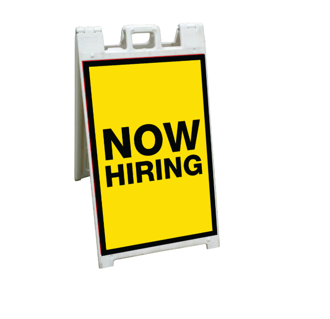 24" X 36" FullSpeed Yellow Now Hiring Coroplast A-Frame Insert