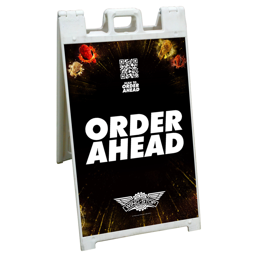 24" X 36" Wingstop Black Order Ahead Coroplast A-frame Insert (2023 art)