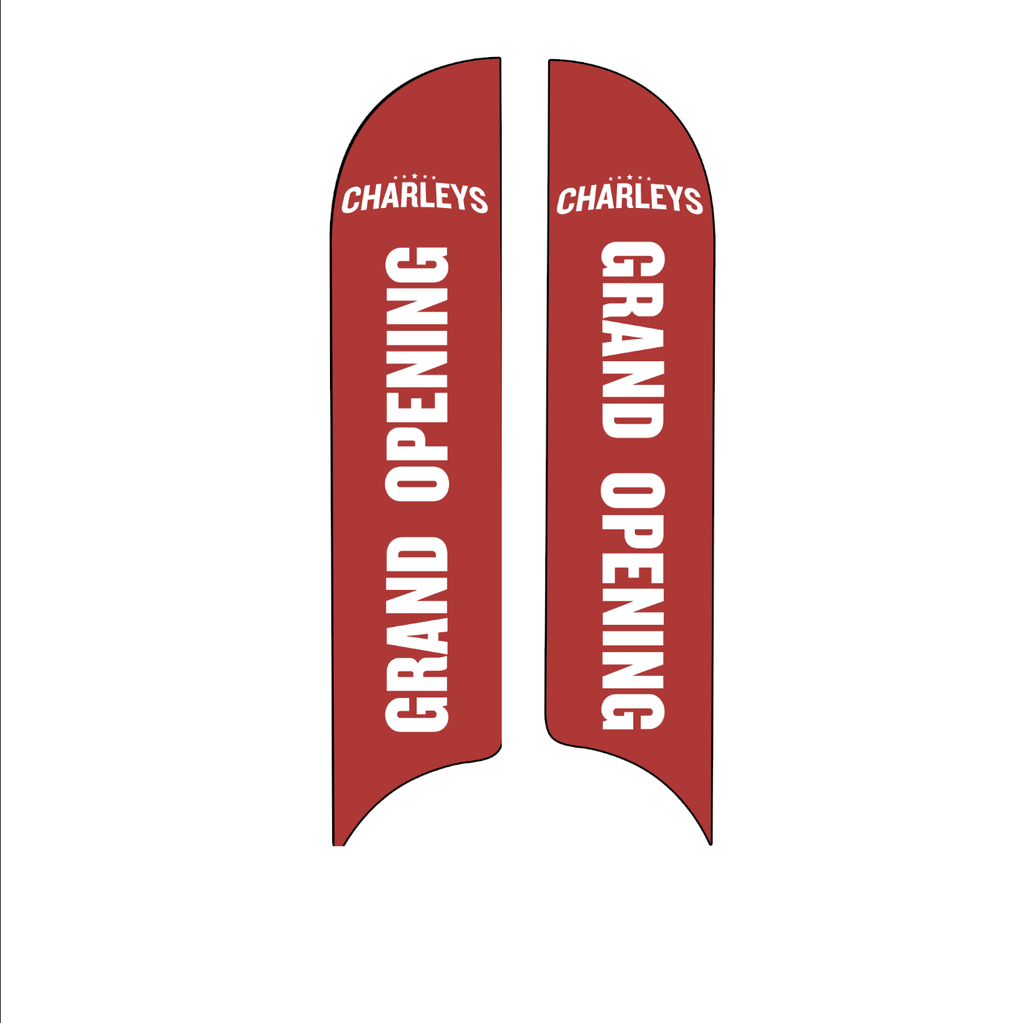 15' Charleys Philly Steaks Red Grand Opening AdverSail Flag  (double sided)